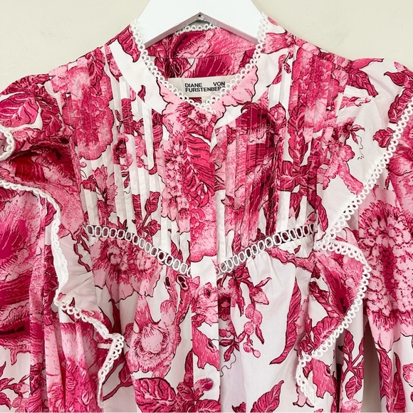 DVF Sandrah ruffled floral-print cotton-poplin mini dress - Picture 8 of 14